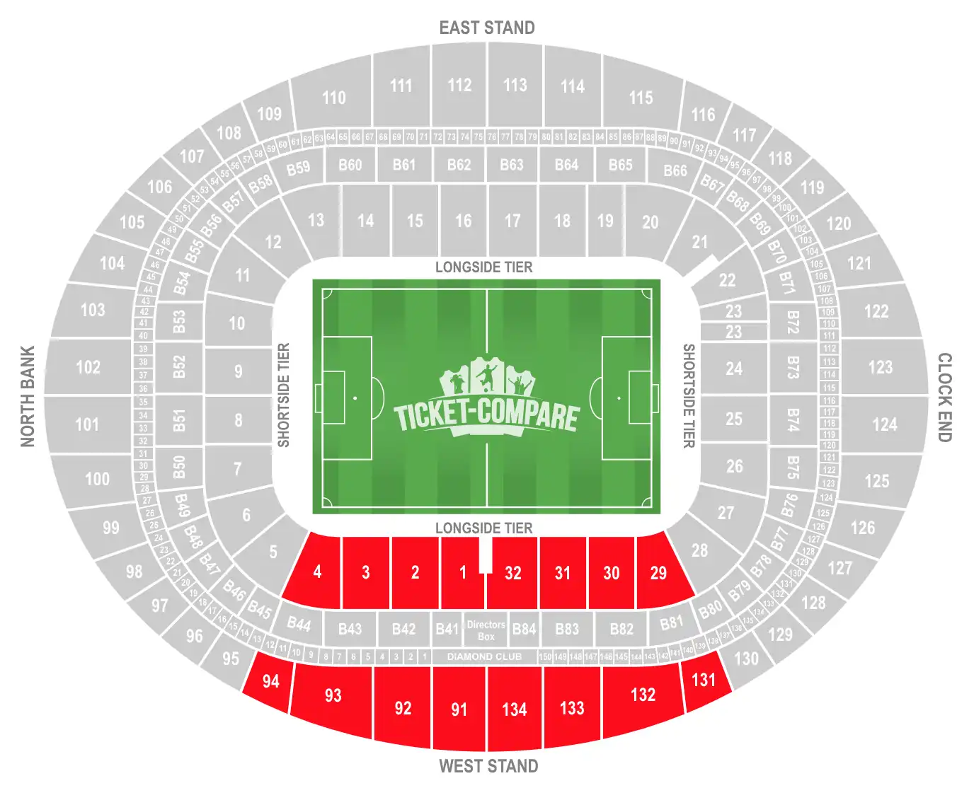 Plan West Stand Emirates Stadium