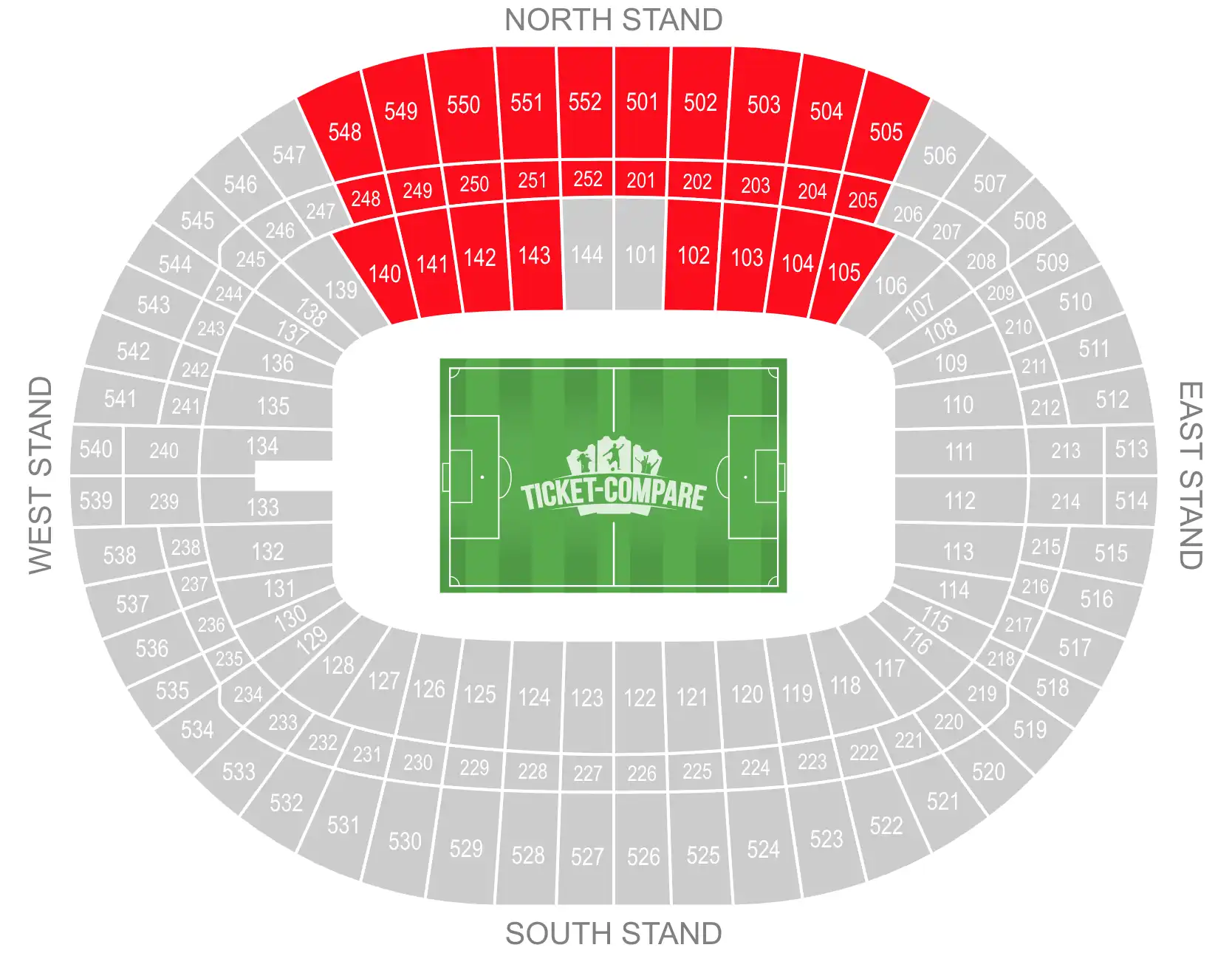 Plan Tribune Nord Wembley Stadium